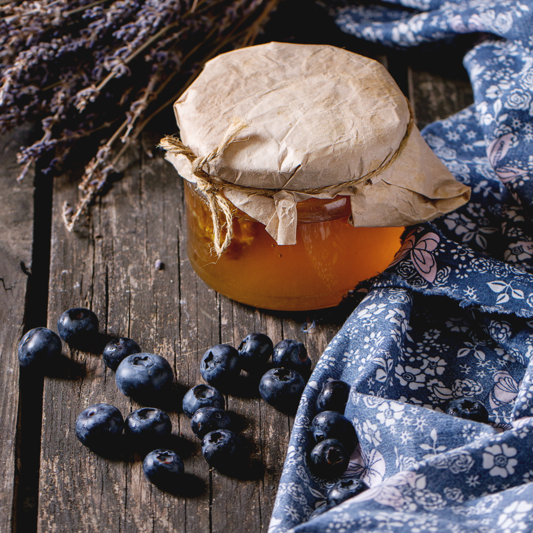 Wild Blueberry, Thyme & Lemon Balm Herbal Honey for Coughs and Colds