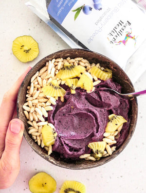 Wild Blueberry Smoothie Bowl using our Wild Blueberry powder available at our online store